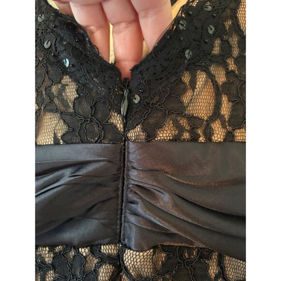 S.L. Fashions Lace Sleeveless Party Dress With Satin Waistband Sequins V-Necklin - Picture 15 of 15